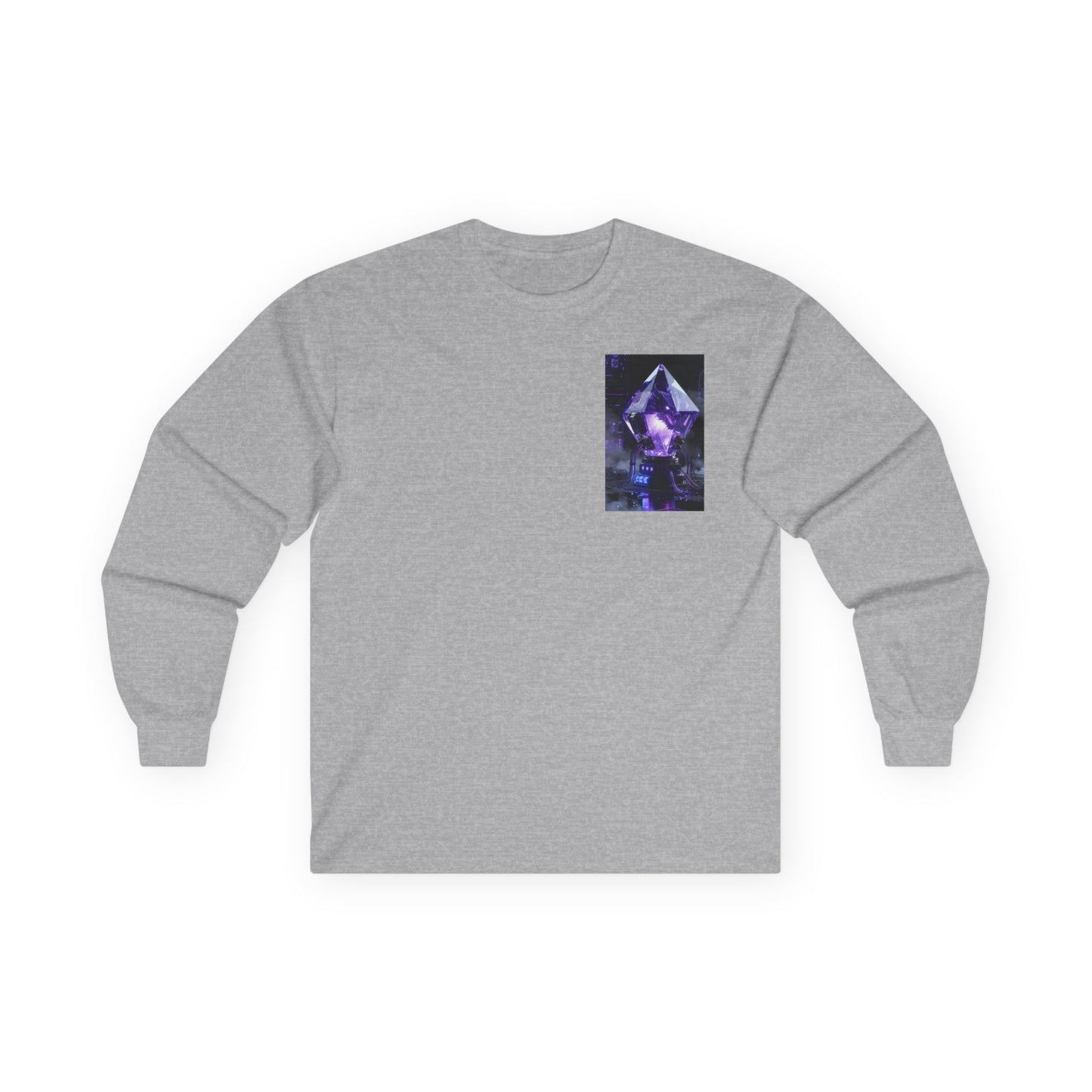 Long Sleeve Tee — Purple Crystal Skull Graphic