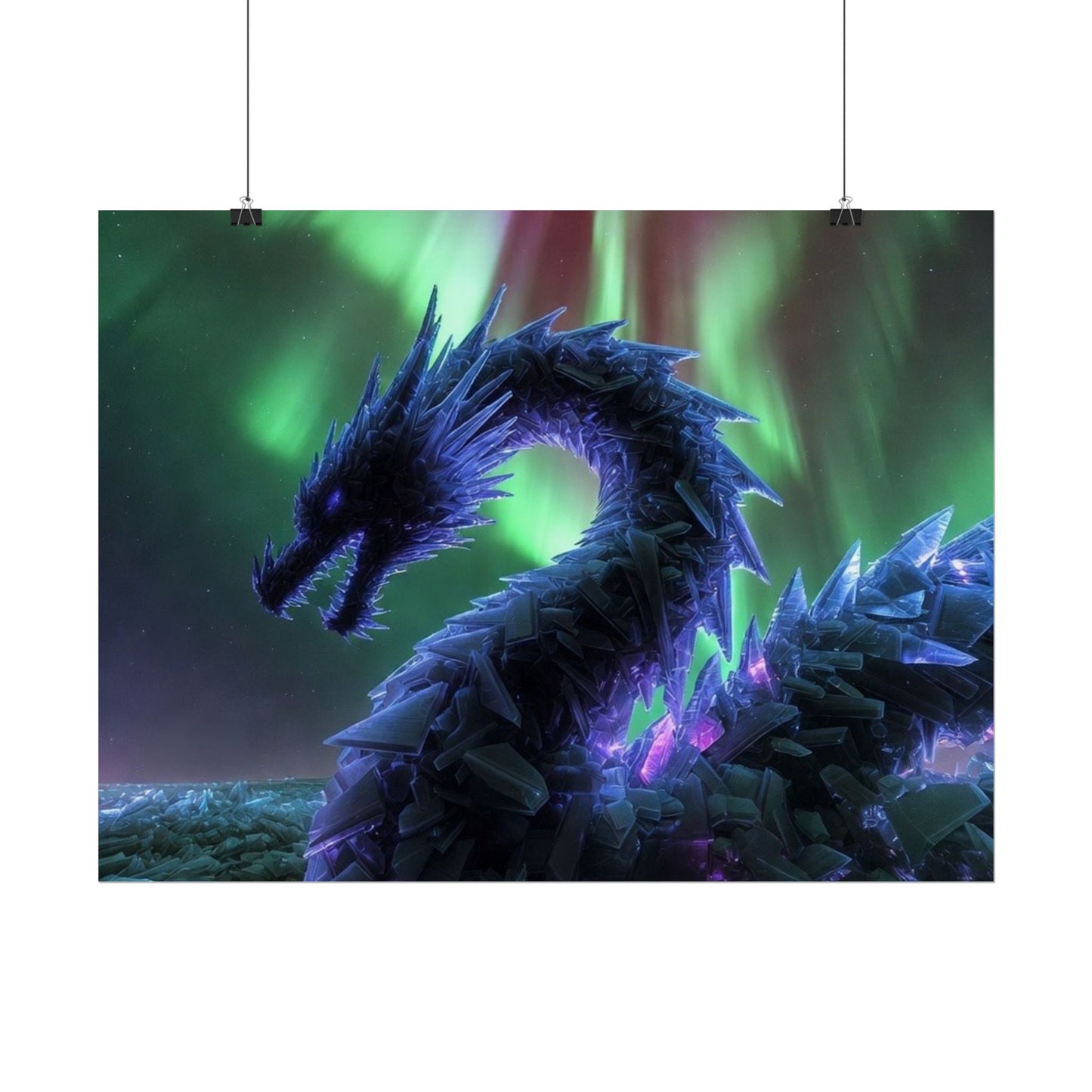 Aurora Crystal Dragon Poster — Fantasy Wall Art Print