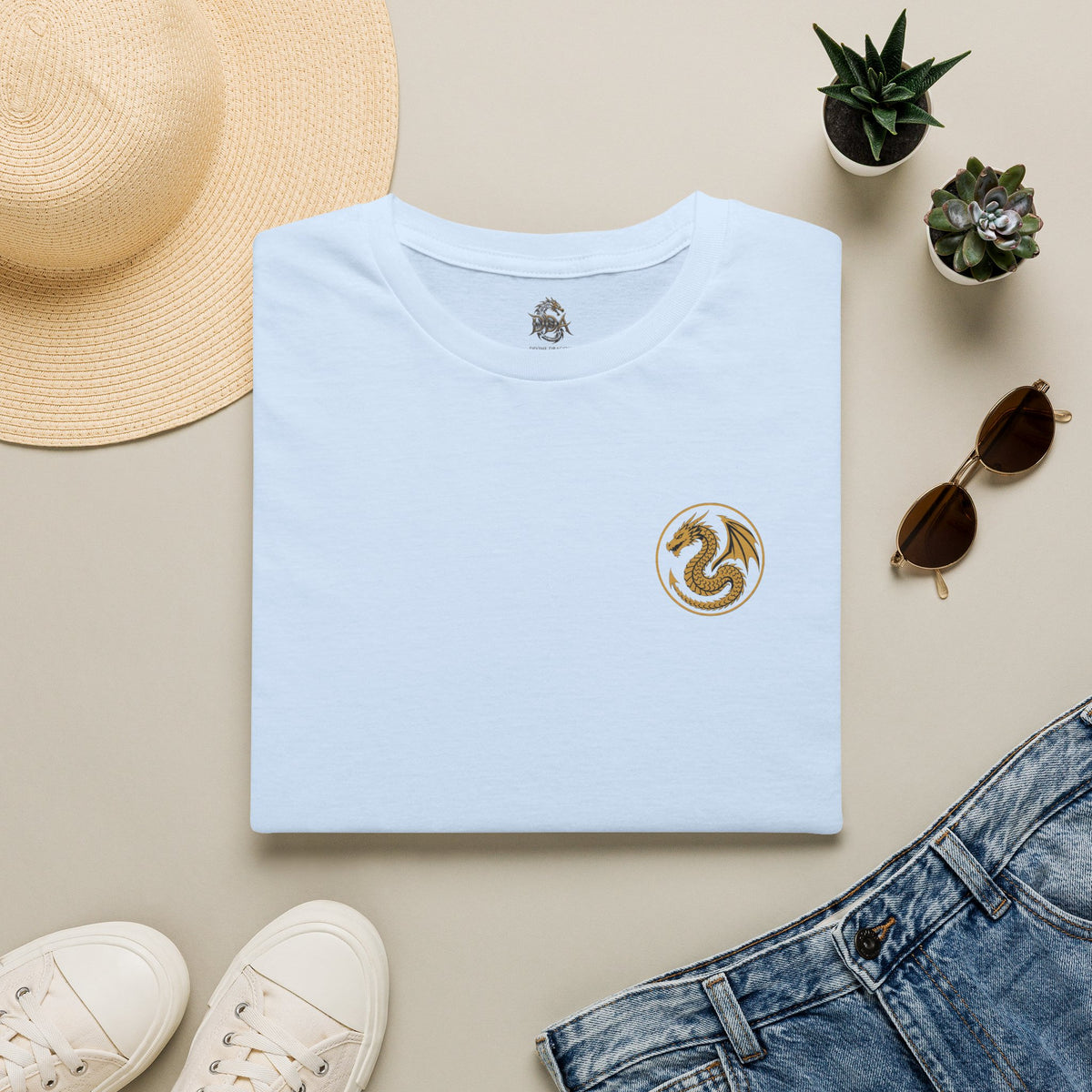 A # 1 Selling Divine Dragon Armor Pocket T-Shirt — Vintage Gold Emblem Tee