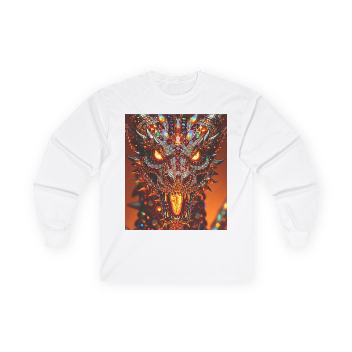 Dragon Portrait Long Sleeve Tee — Fiery Fantasy Monster Art