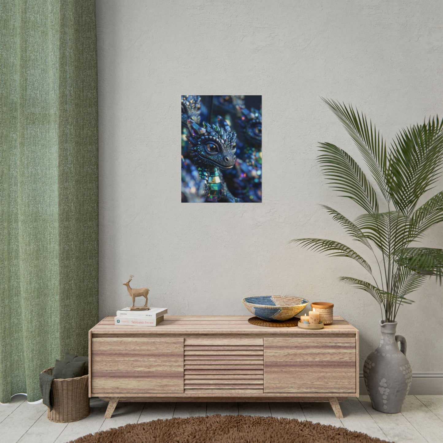Crystal Dragon Rolled Poster — Fantasy Wall Art Print