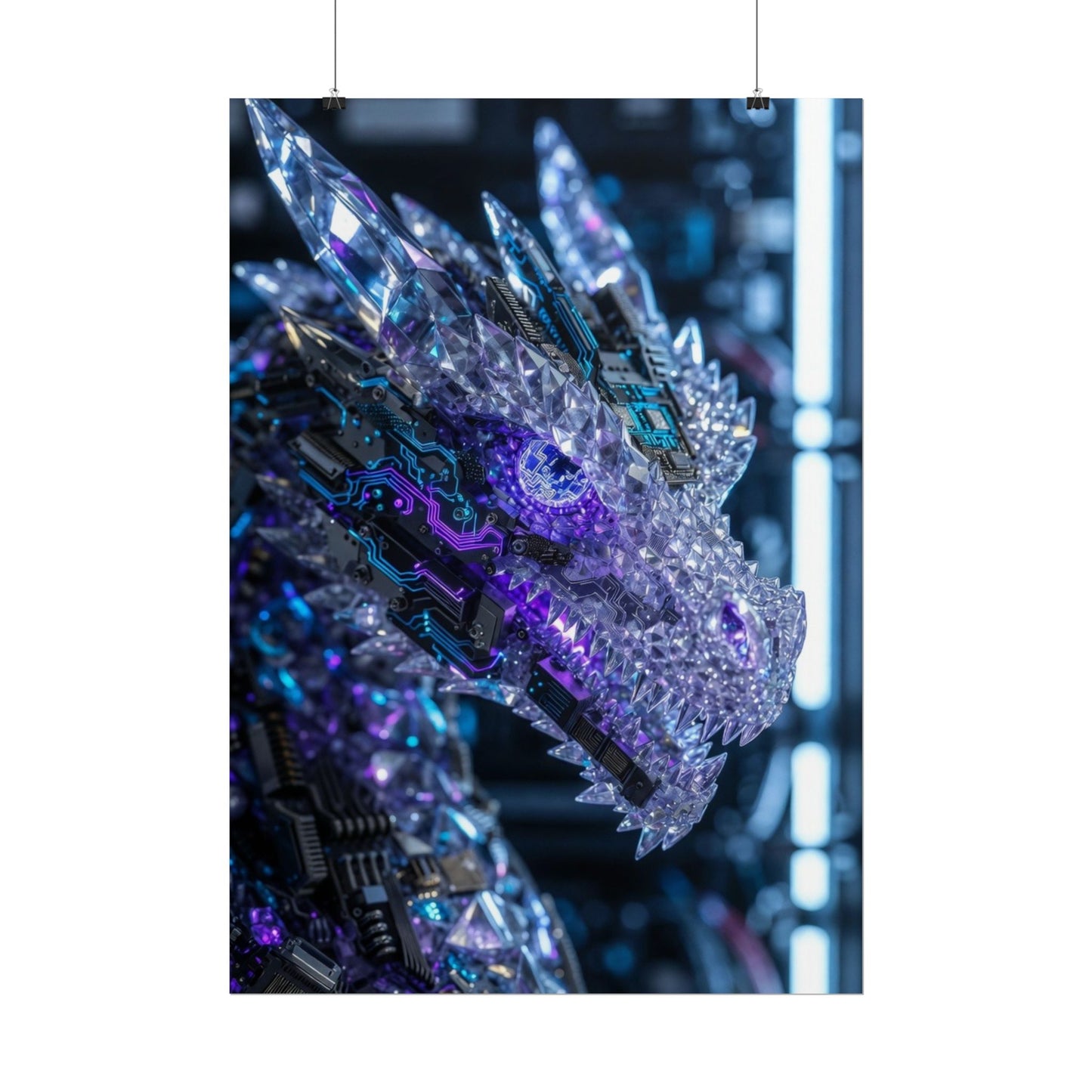 Rolled Poster — Cyber Crystal Dragon Art Print