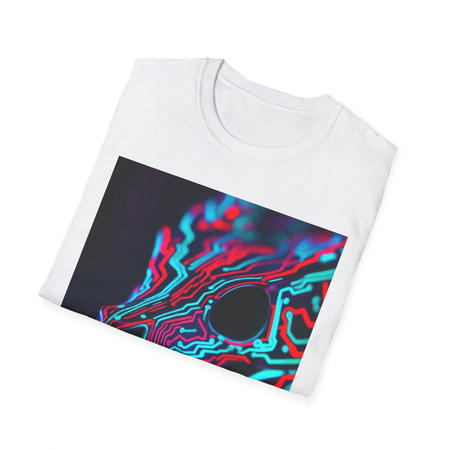 Neon Cyber Skull T-Shirt — Vaporwave Glitch Art Tee