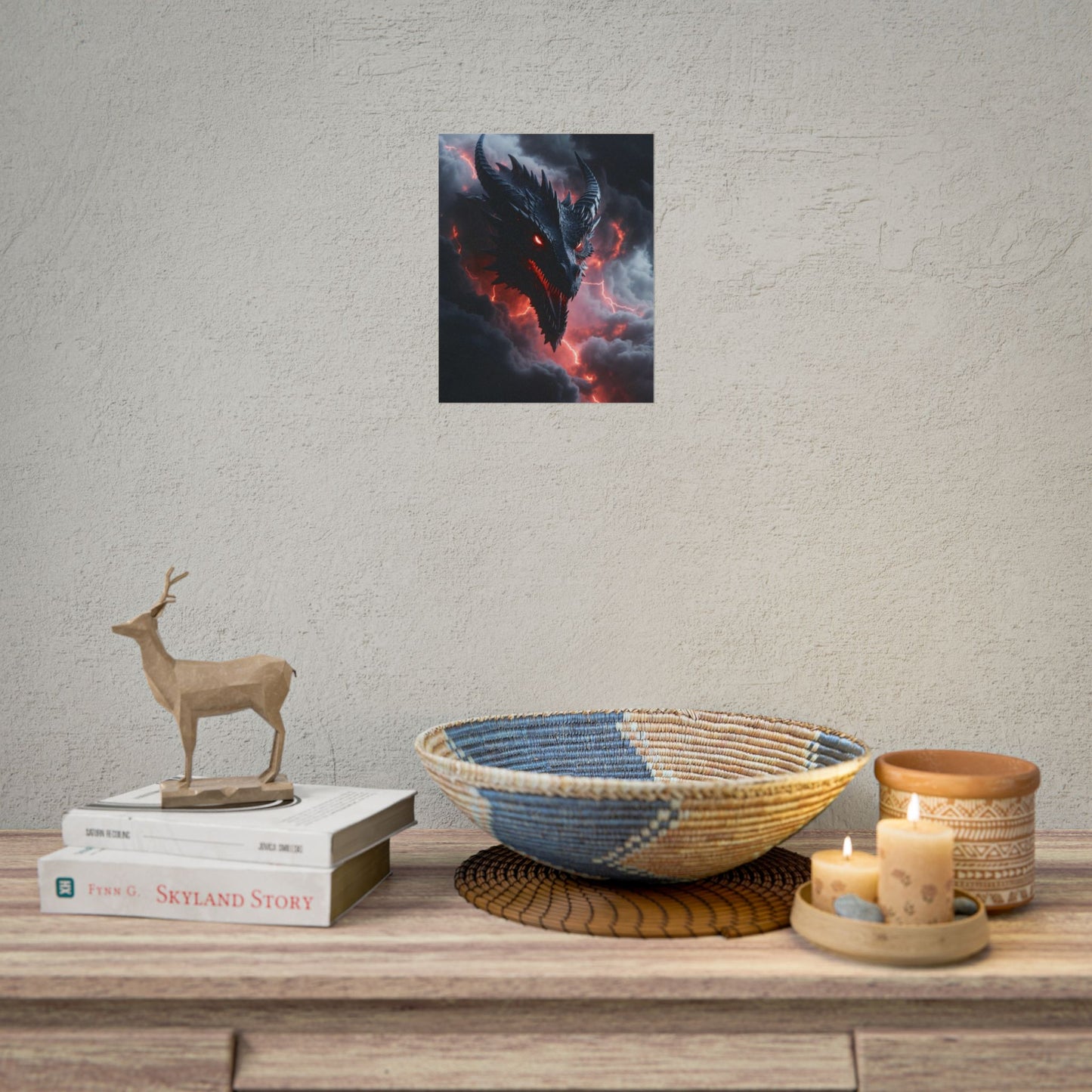 Dragon Storm Rolled Poster — Dark Fantasy Dragon Wall Art