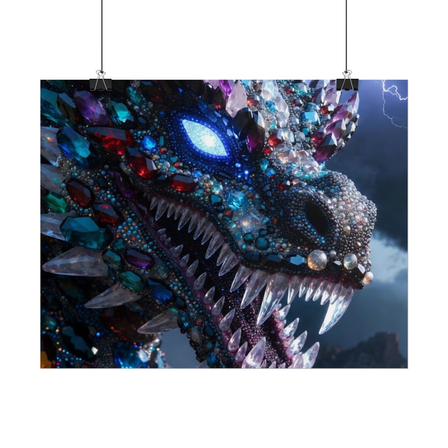 Dragon Crystal Poster — Fantasy Gem-Encrusted Dragon Wall Art (Rolled Poster)