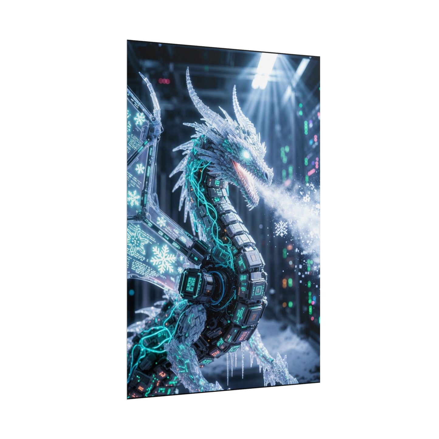 Rolled Poster — Cyber Ice Dragon Fantasy Art Print