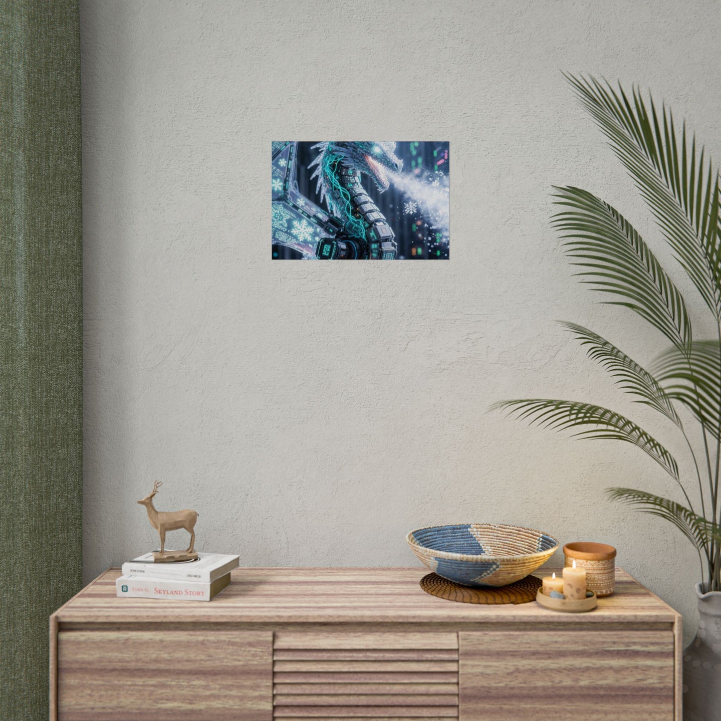 Rolled Poster — Cyber Ice Dragon Fantasy Art Print