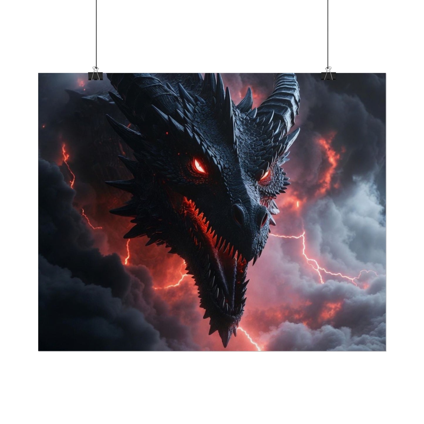 Dragon Storm Rolled Poster — Dark Fantasy Dragon Wall Art