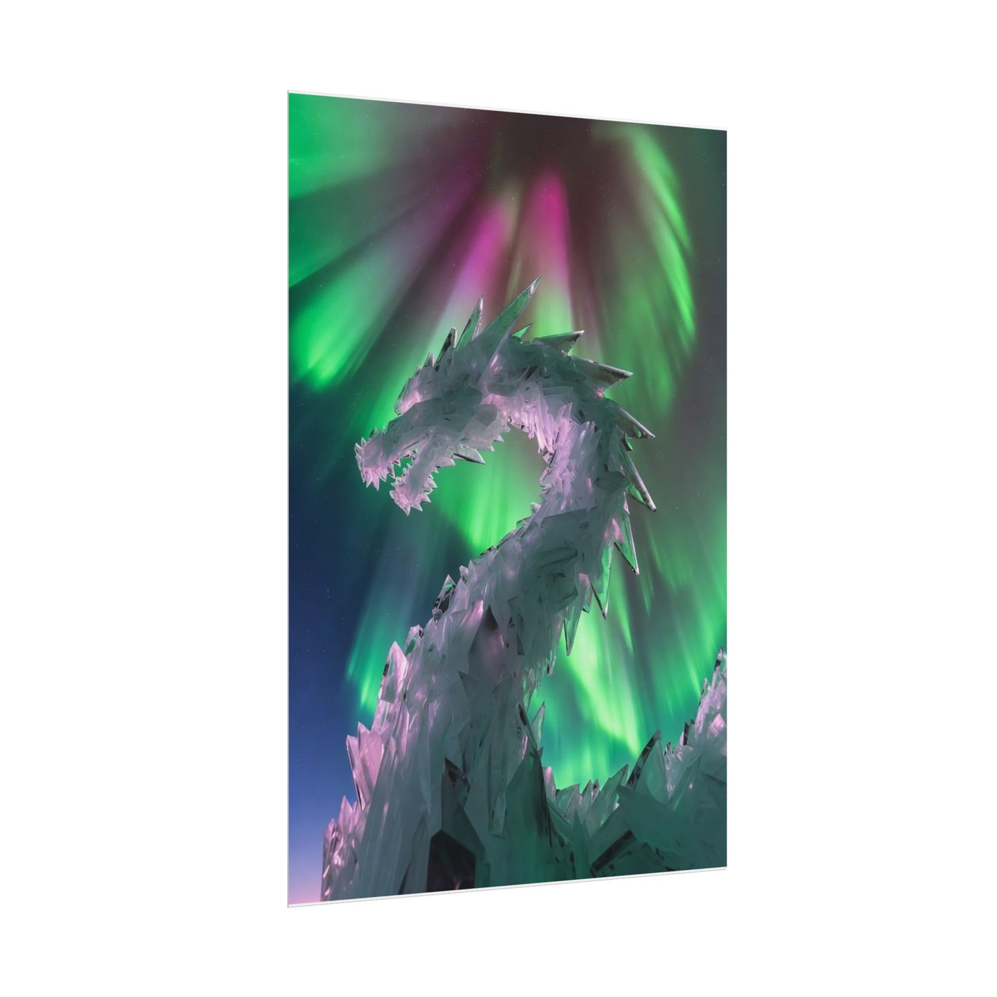 Aurora Ice Dragon Poster — Fantasy Wall Art Rolled Poster