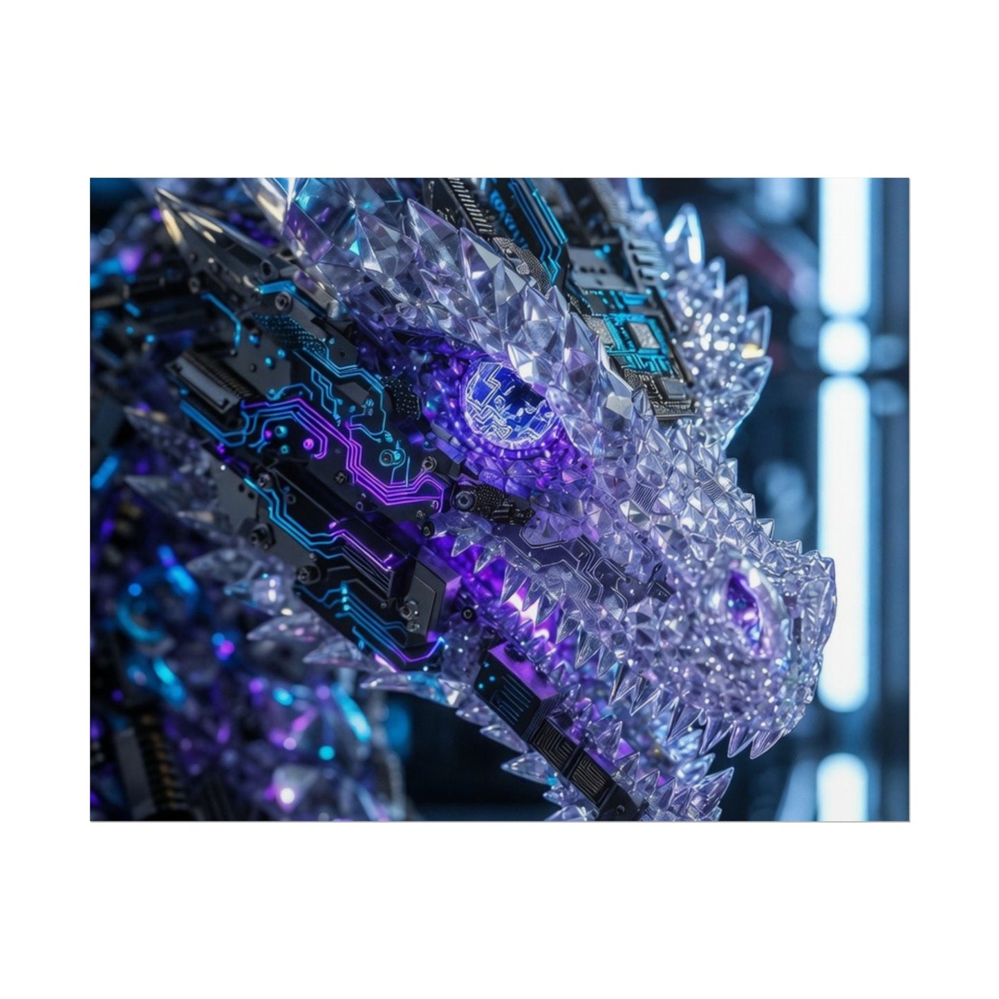 Rolled Poster — Cyber Crystal Dragon Art Print