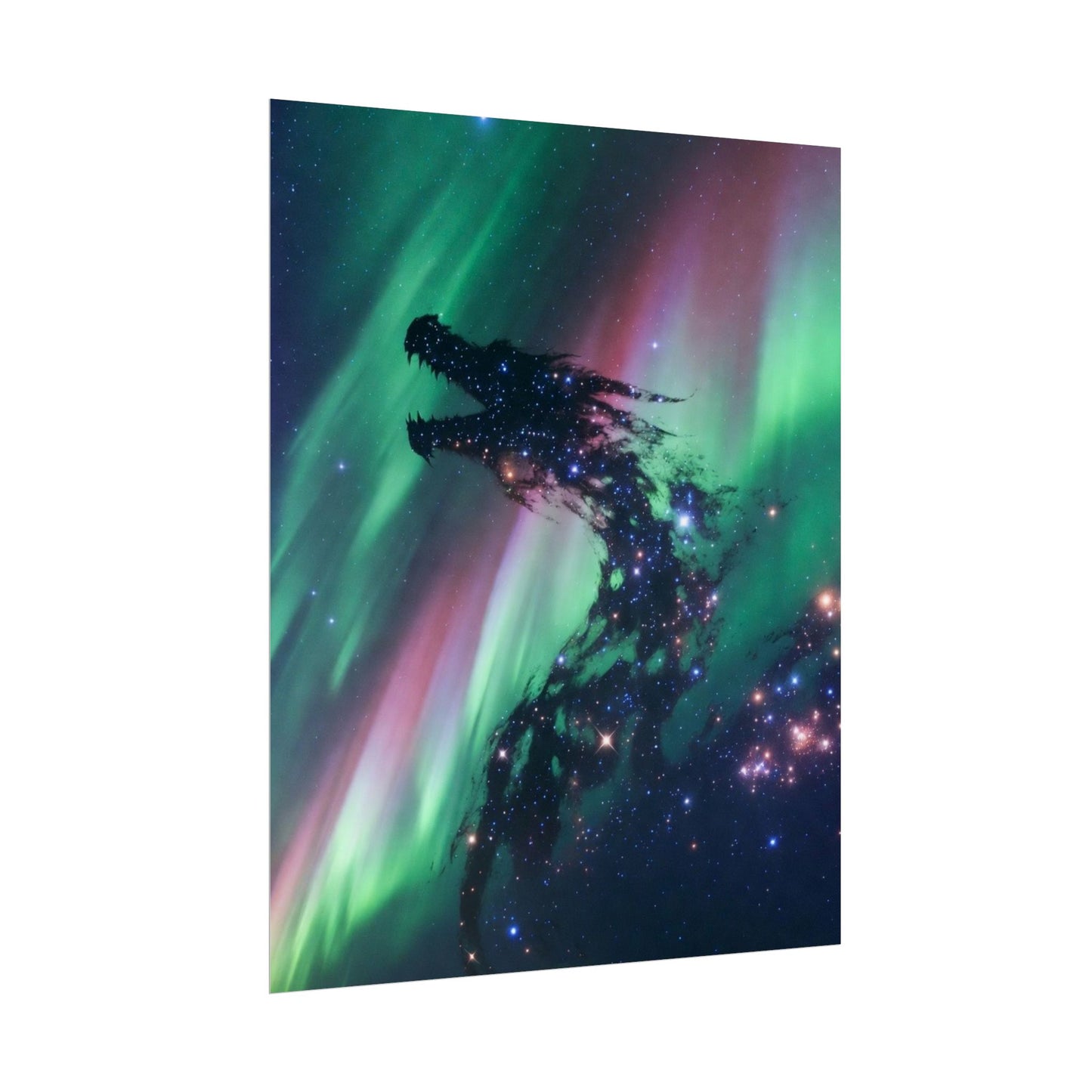 Aurora Dragon Poster — Cosmic Northern Lights Wall Art (Rolled Poster)