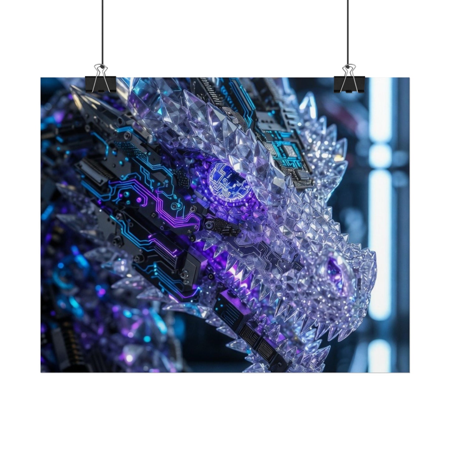 Rolled Poster — Cyber Crystal Dragon Art Print