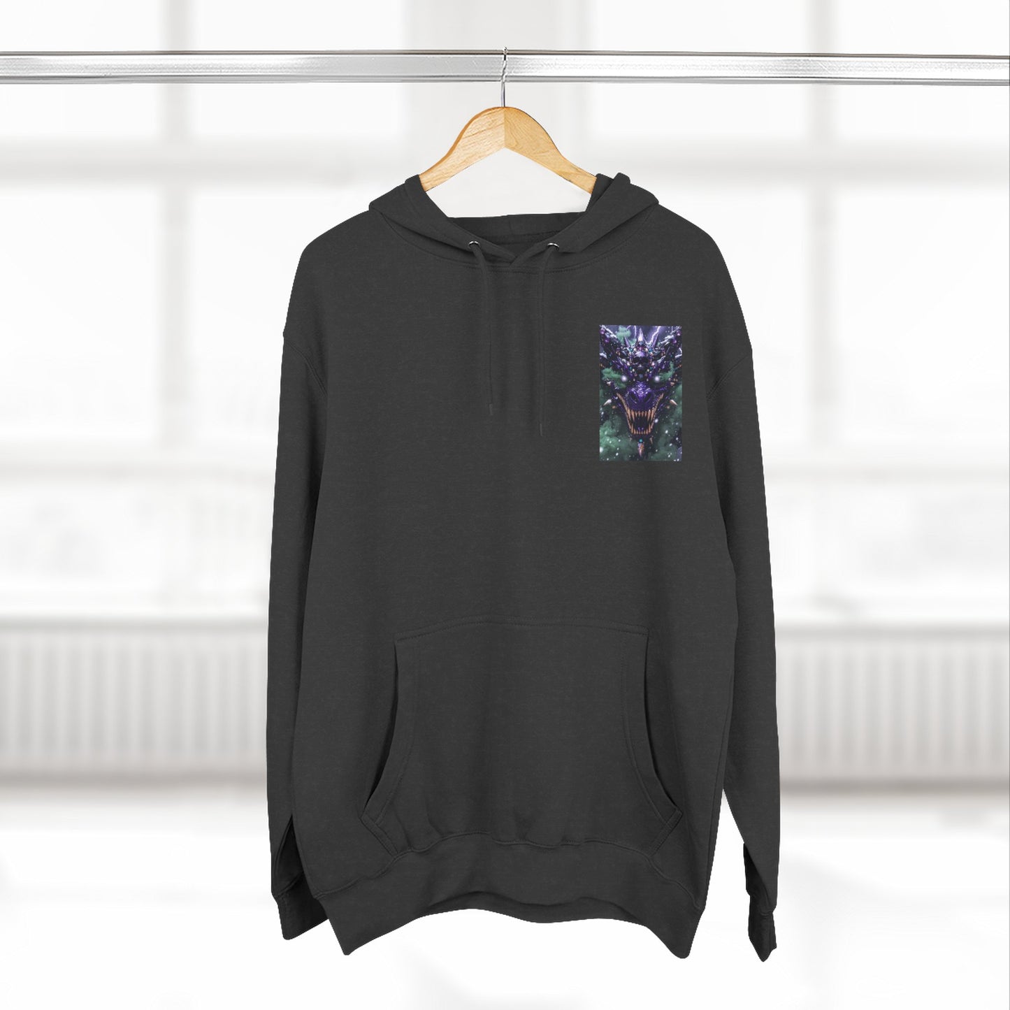 A Mystic Cosmic 🐉 Hoodie — Astral Galaxy Cat Chest Print Fleece Hoodie