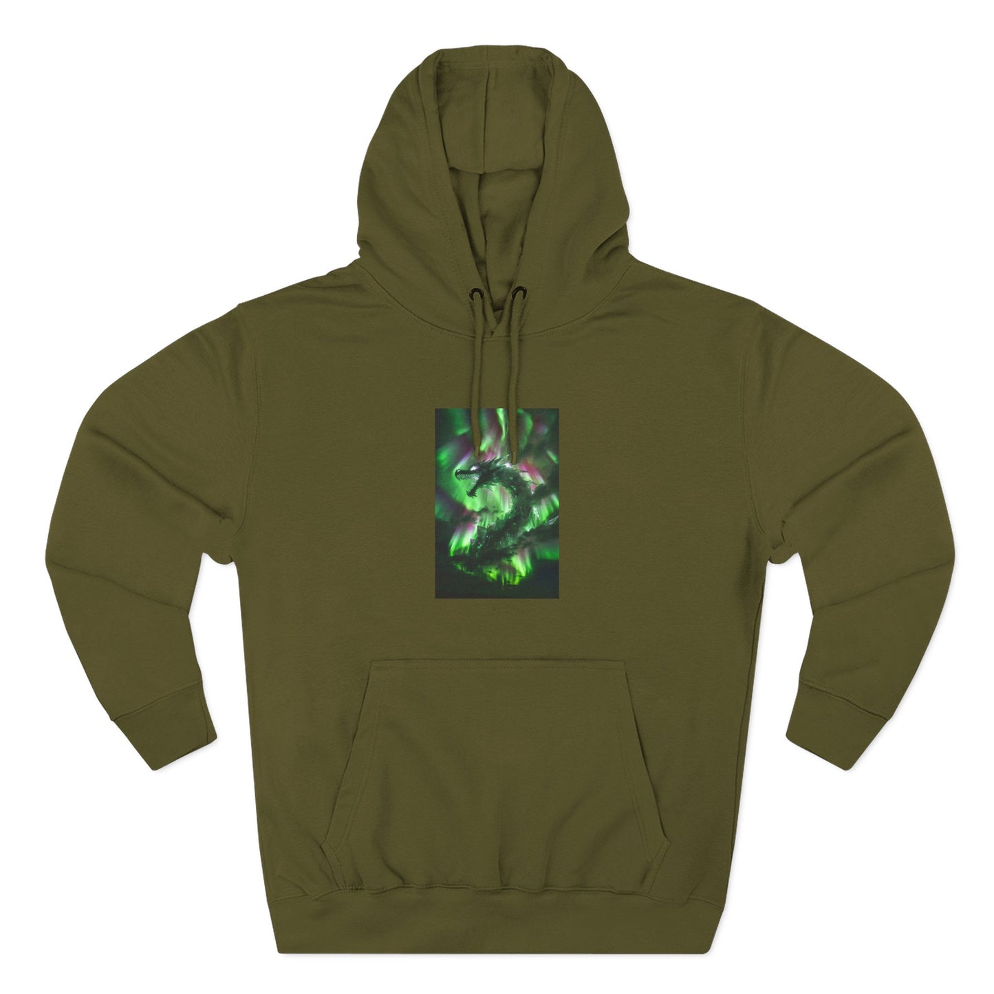 Green Nebula Abstract Hoodie — Aurora Swirl Fleece Pullover