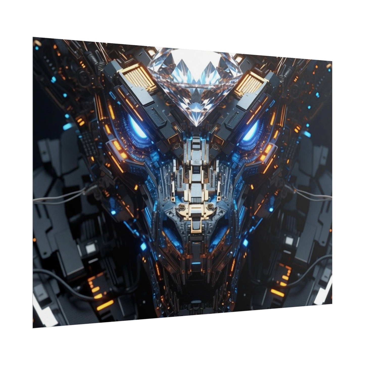 Futuristic Mech Dragon Poster – Cybernetic Robot Art Print