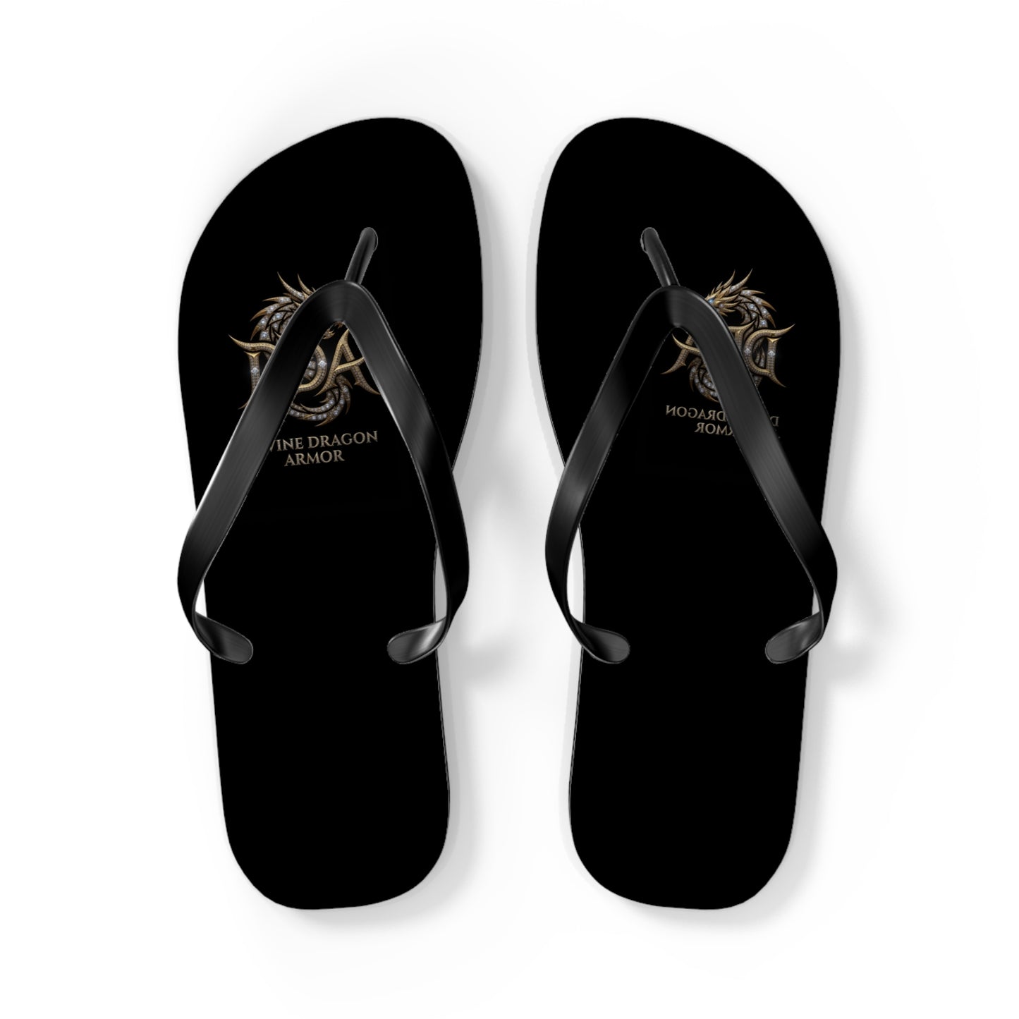 Dragon Armor Flip Flops – Black Fantasy Shield Beach Sandals