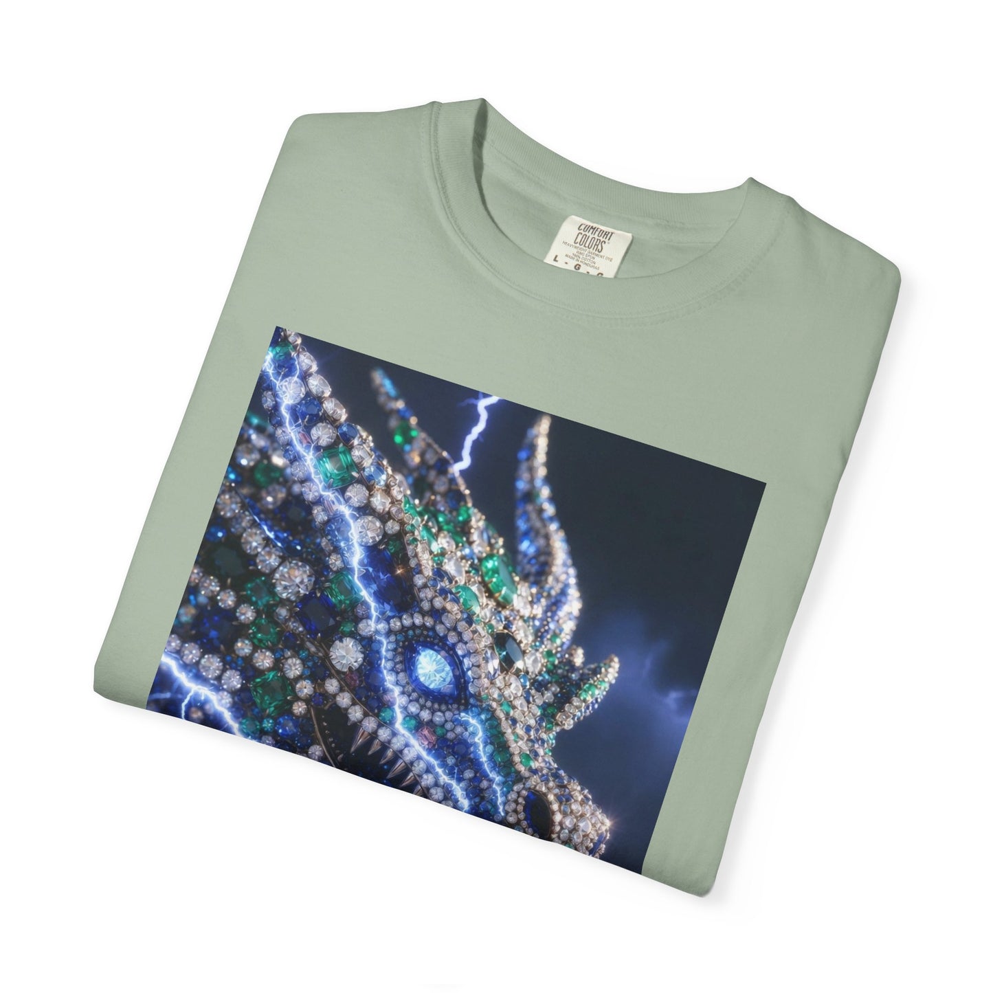 Dragon Lightning Graphic T-Shirt — Jewel-Studded Dragon Design