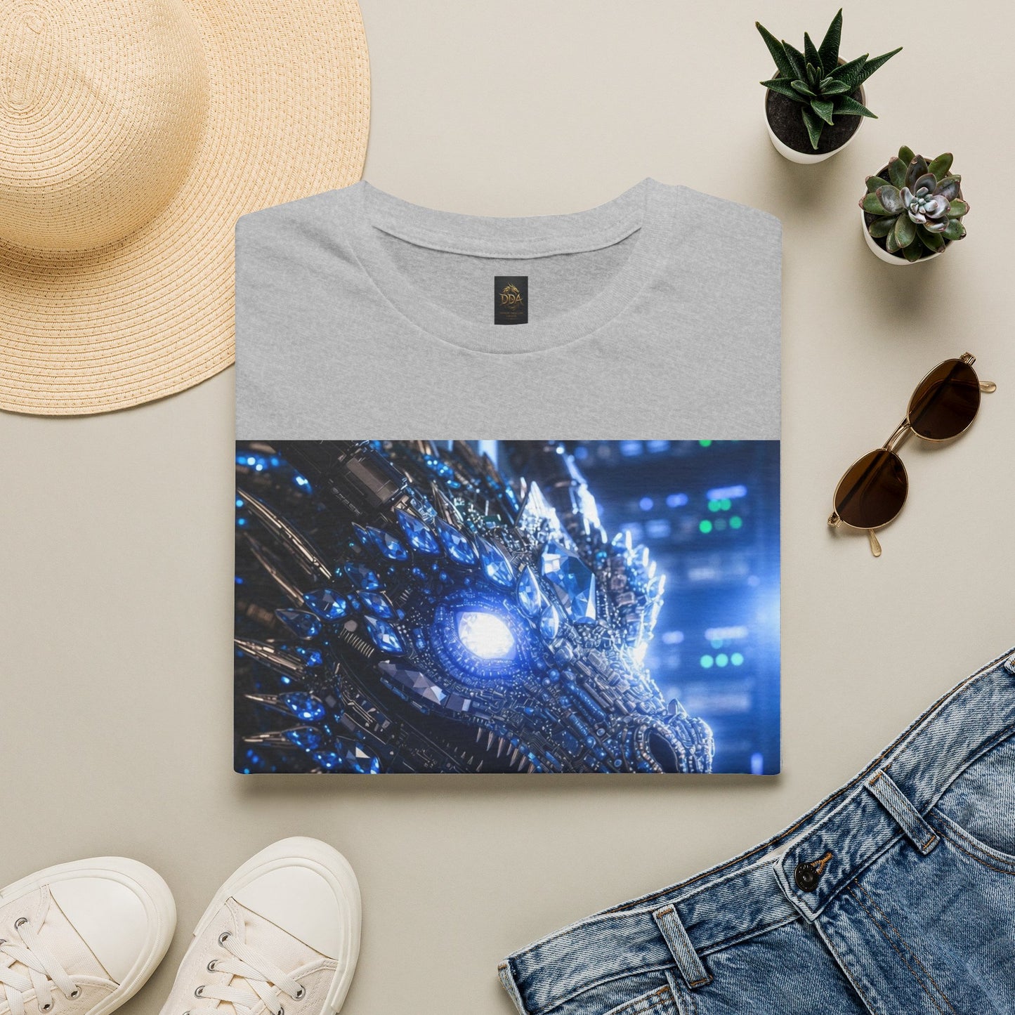 A Cyber Dragon Graphic T-Shirt — Futuristic Neon Dragon Design