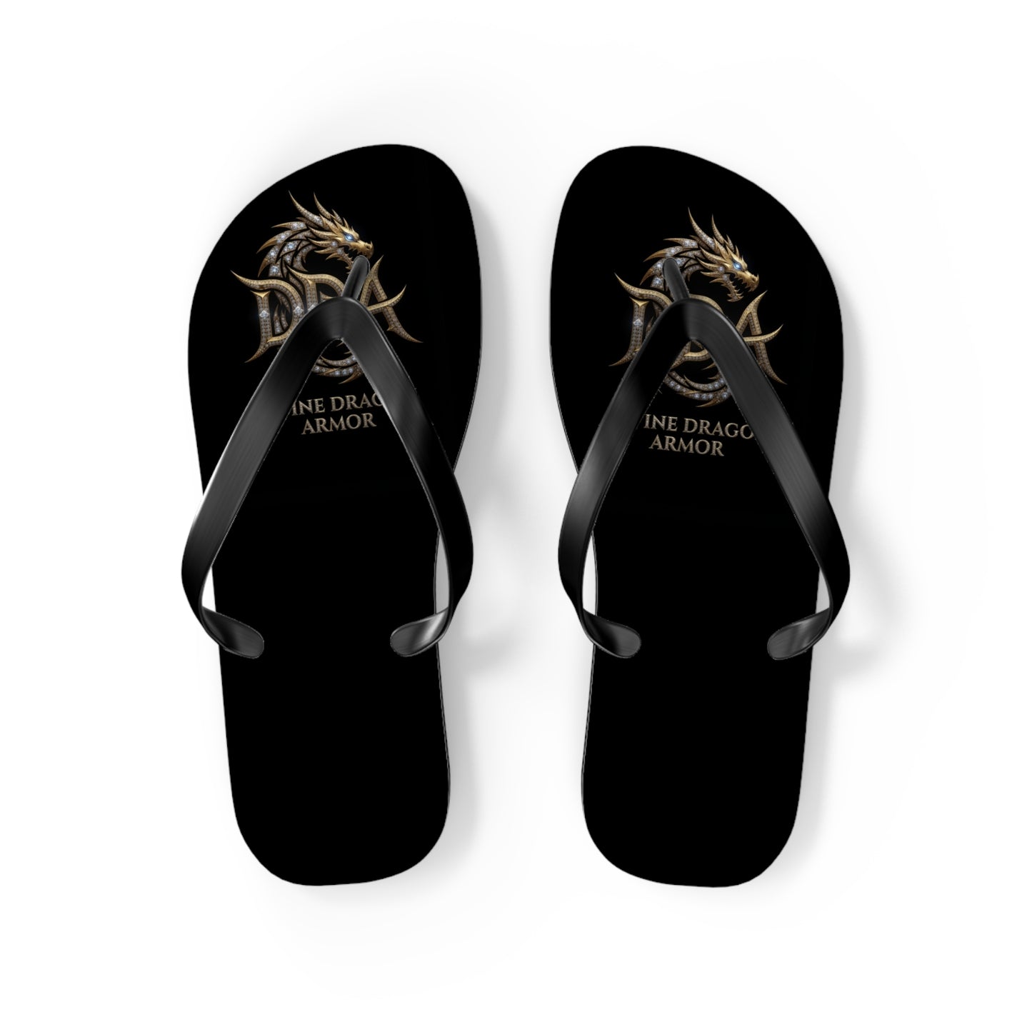 Dragon Armor Flip Flops – Black Fantasy Shield Beach Sandals