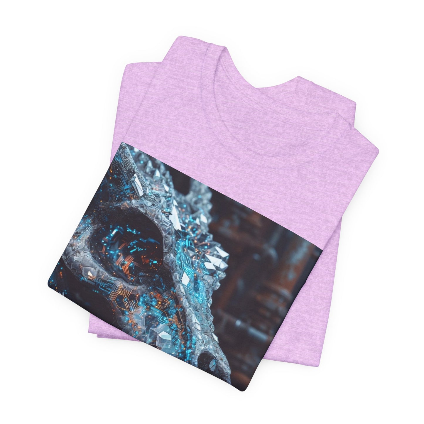 Dragon Skull Graphic Tee — Iridescent Fossil Art T-Shirt