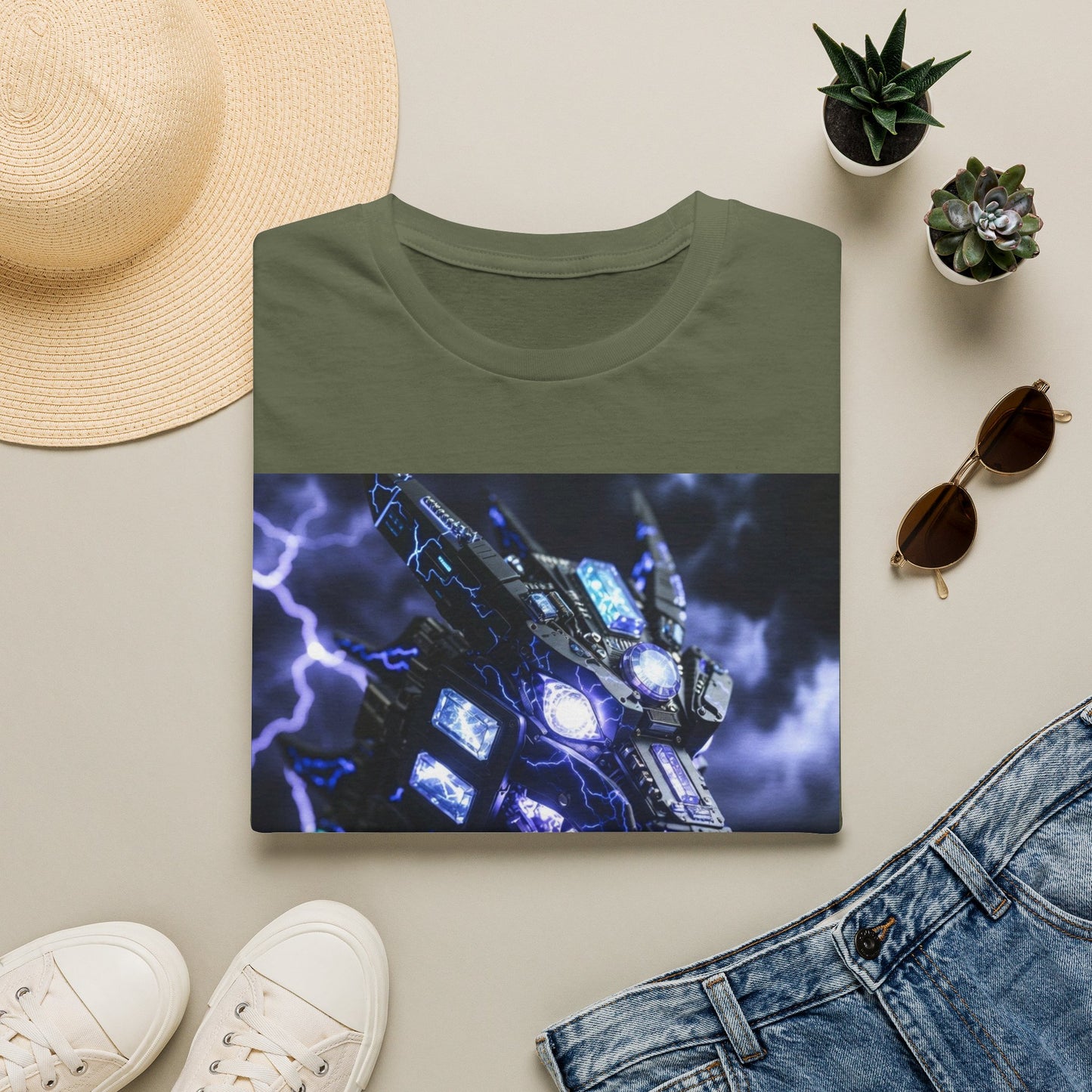 Dragon Mech Lightning T-Shirt — Cyber Dragon Graphic Tee