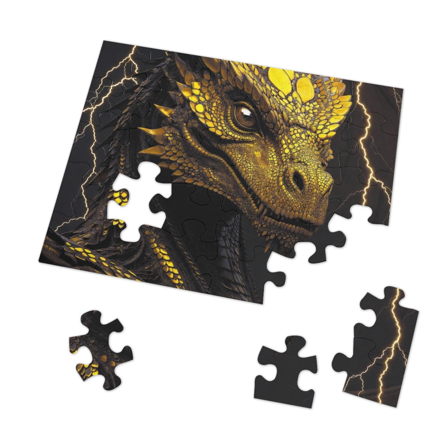 Dragon Gem Jigsaw Puzzle with Tin, Fantasy Puzzle, Kids Activities, Gifts for Game Lovers, Unique Collectible Piece