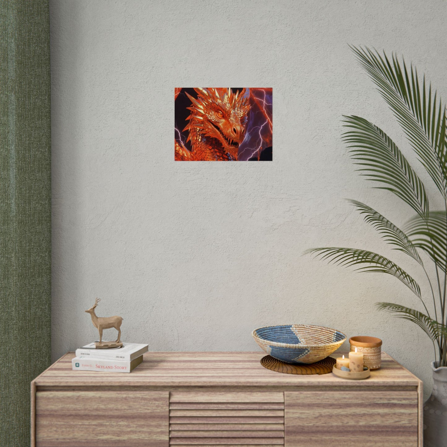 Orange Lightning Dragon Poster — Fantasy Wall Art for Gamers & Fans