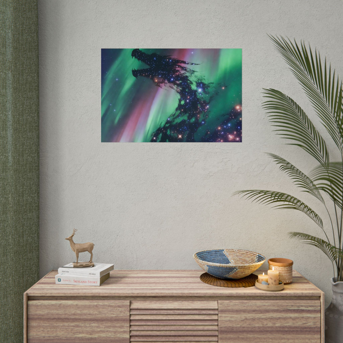 Aurora Dragon Poster — Cosmic Northern Lights Wall Art (Rolled Poster)