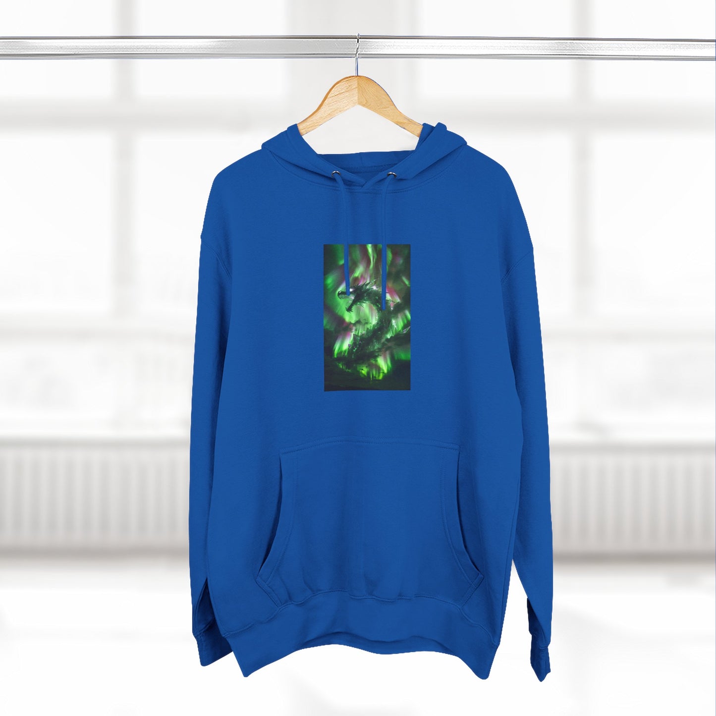 Green Nebula Abstract Hoodie — Aurora Swirl Fleece Pullover