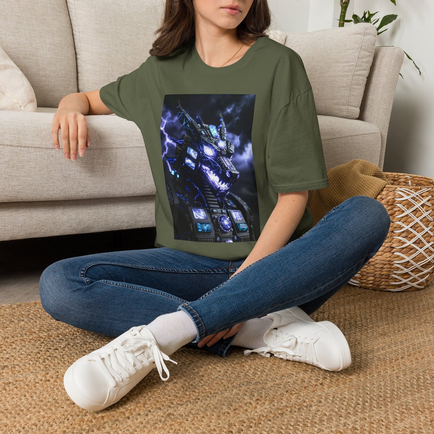 A Dragon Mech Lightning T-Shirt — Cyber Dragon Graphic Tee