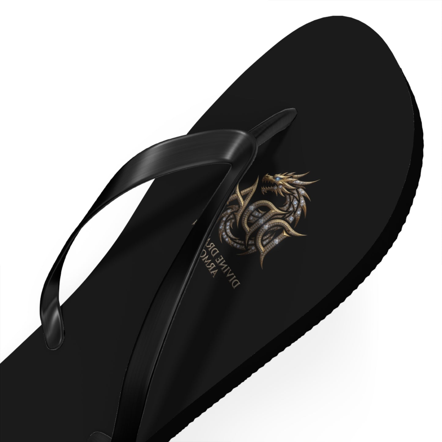 Dragon Armor Flip Flops – Black Fantasy Shield Beach Sandals