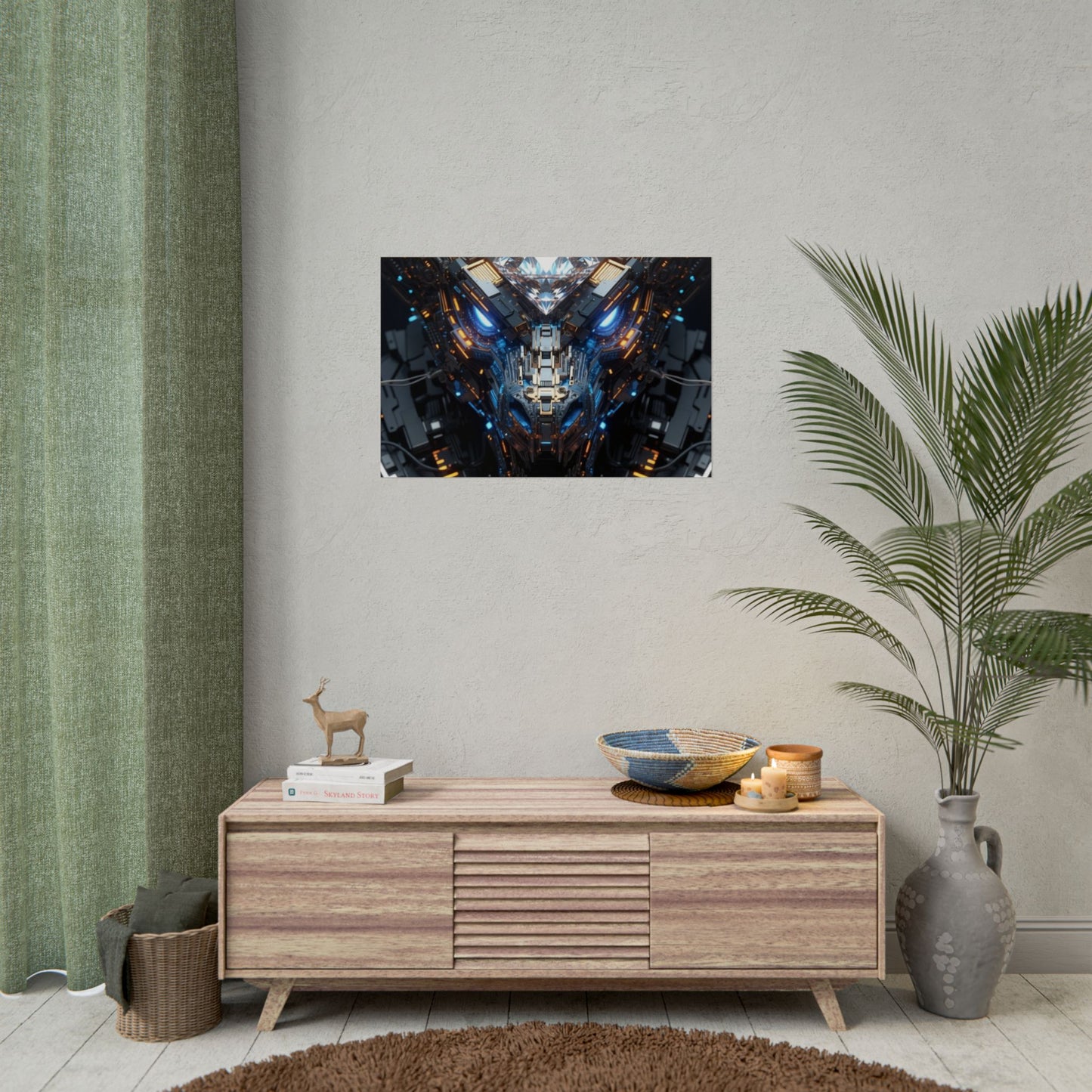 Futuristic Mech Dragon Poster – Cybernetic Robot Art Print