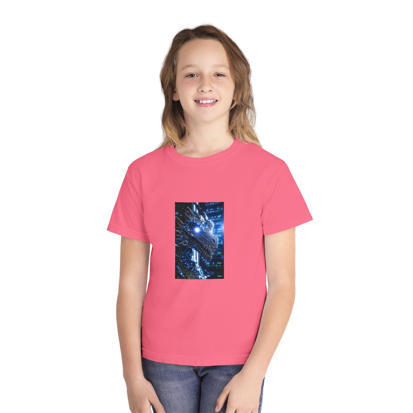 Youth Tee — Neon Dragon Galaxy Graphic