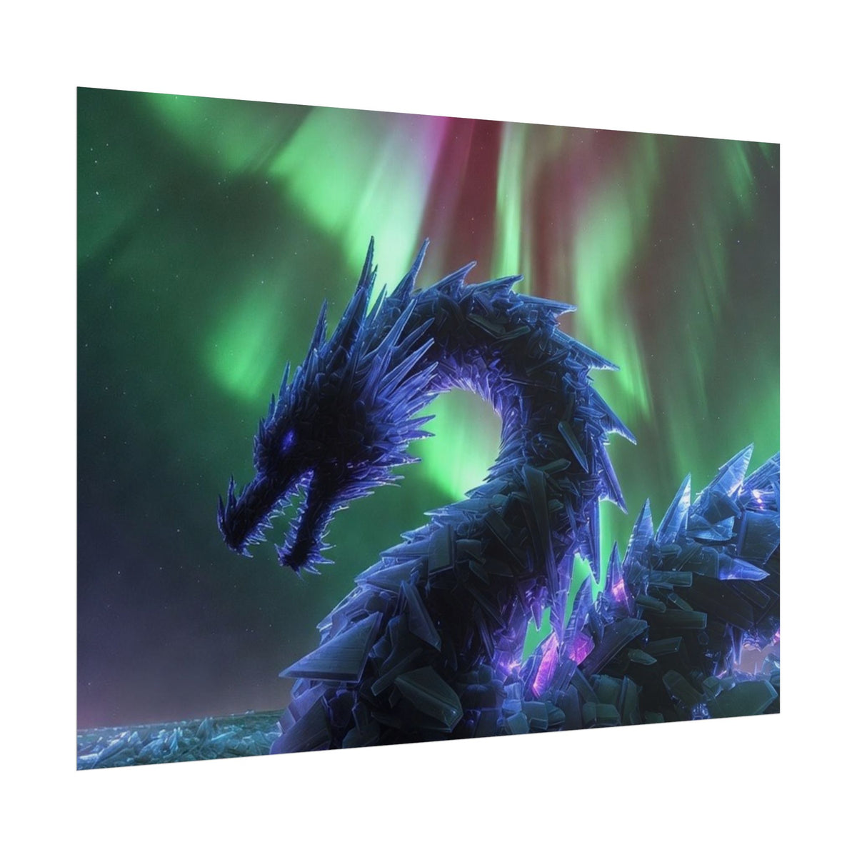 Aurora Crystal Dragon Poster — Fantasy Wall Art Print