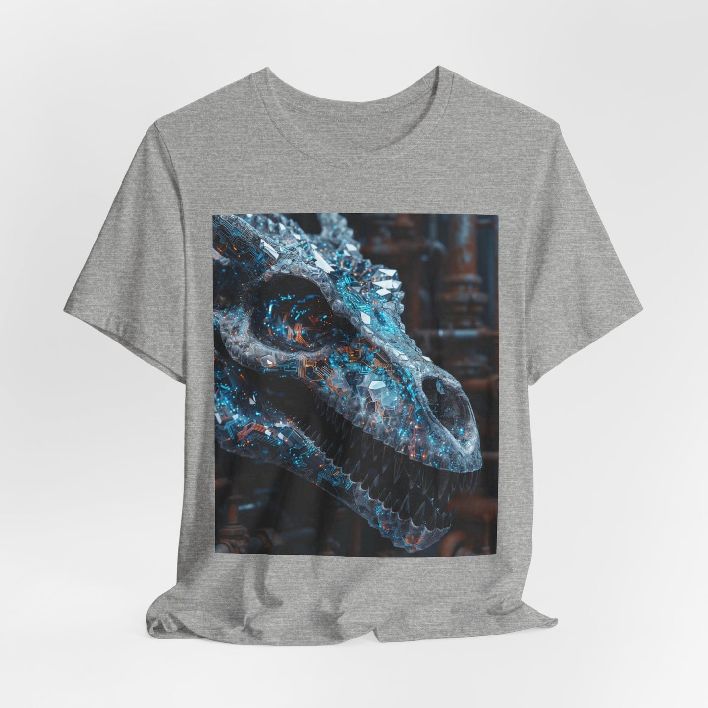 Dragon Skull Graphic Tee — Iridescent Fossil Art T-Shirt