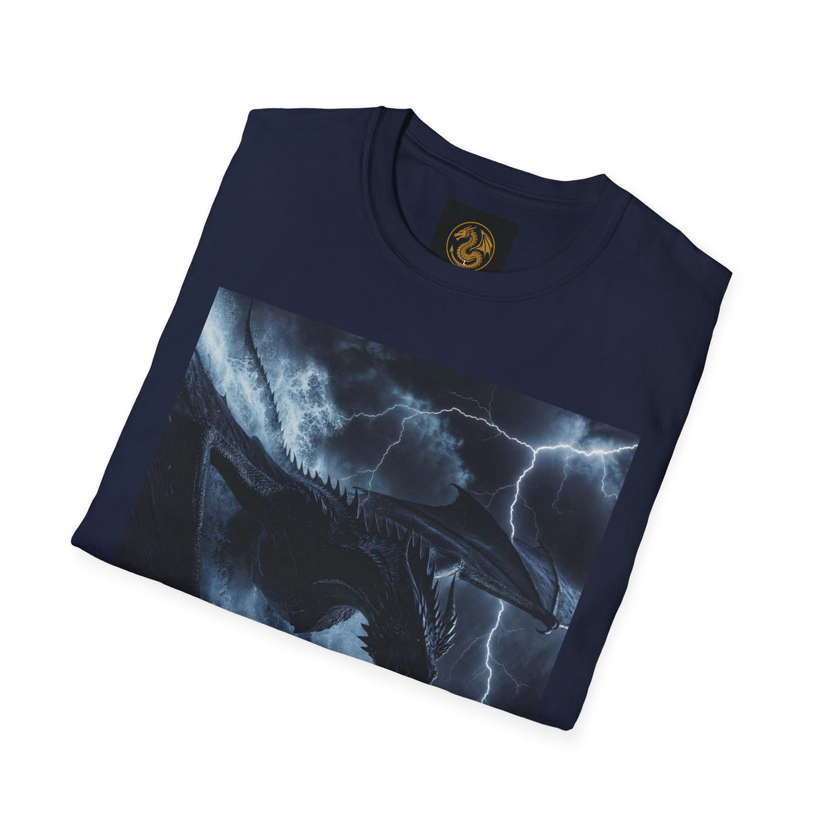 A Stormy Oceanic Dragon T-Shirt — Dark Ocean Lightning Graphic Tee