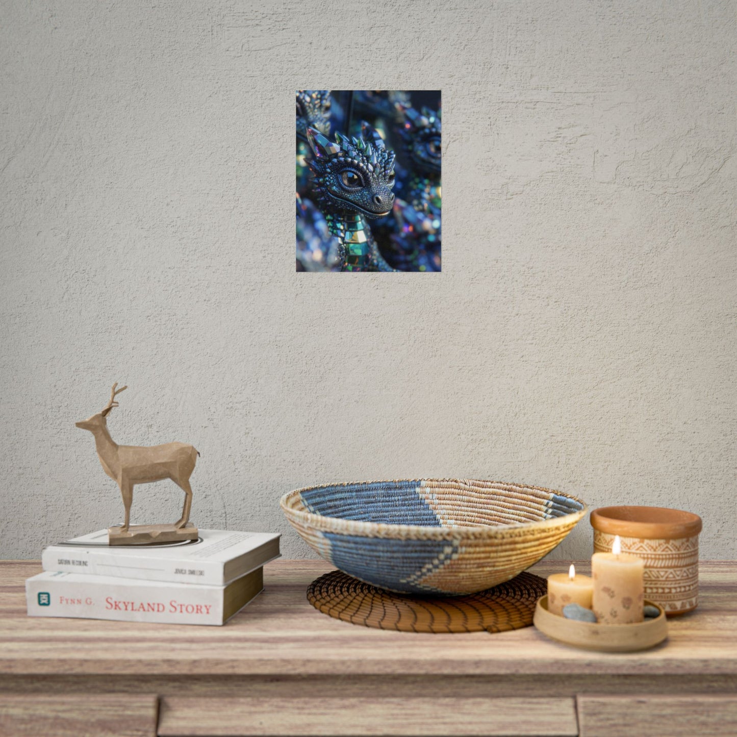 Crystal Dragon Rolled Poster — Fantasy Wall Art Print