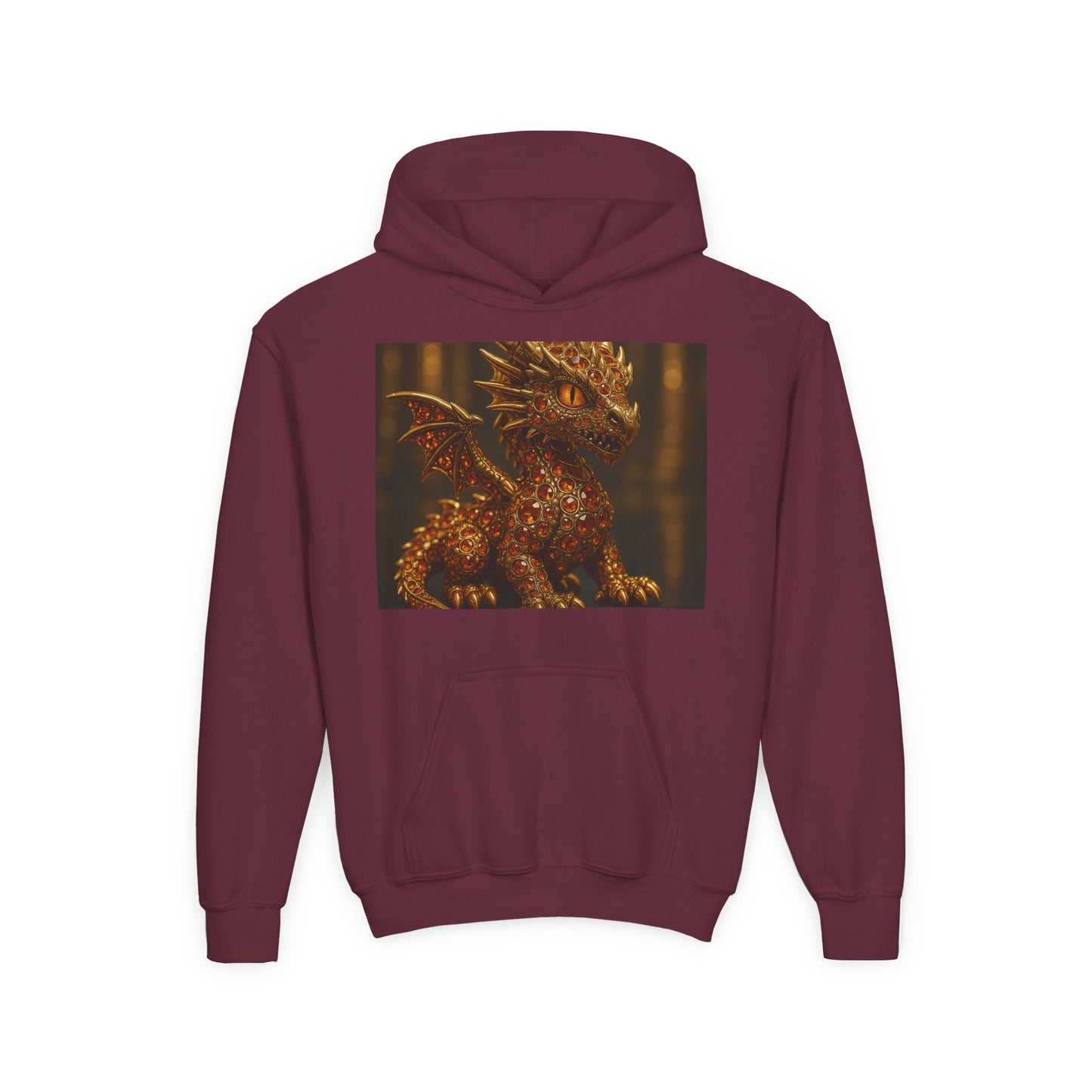 Dragon Fantasy Youth Heavy Blend Hooded Sweatshirt, Adventure Hoodie, Gift for Kids, Fantasy Apparel, Cozy Sweatshirt for Young Dreamers