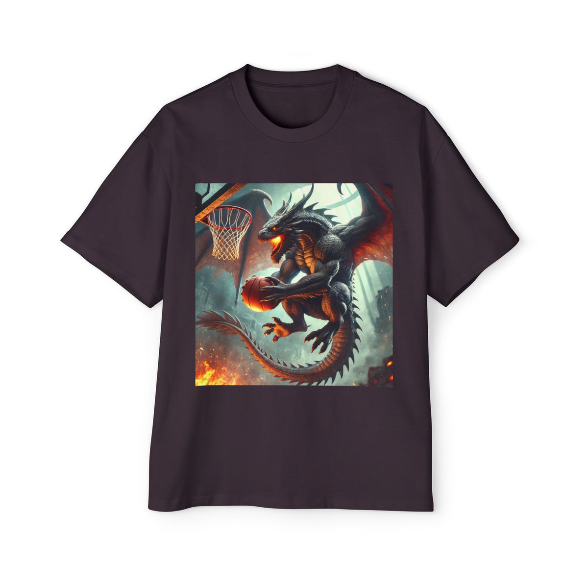 A Men's Fantasy Dragon Basketball Tee - Oversized Graphic Shirt, Streetwear Style, Casual Outfit, Gift for Him, Unique Art Tee