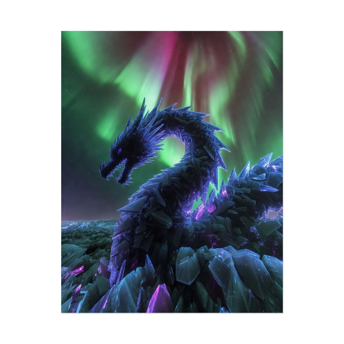 Aurora Crystal Dragon Poster — Fantasy Wall Art Print