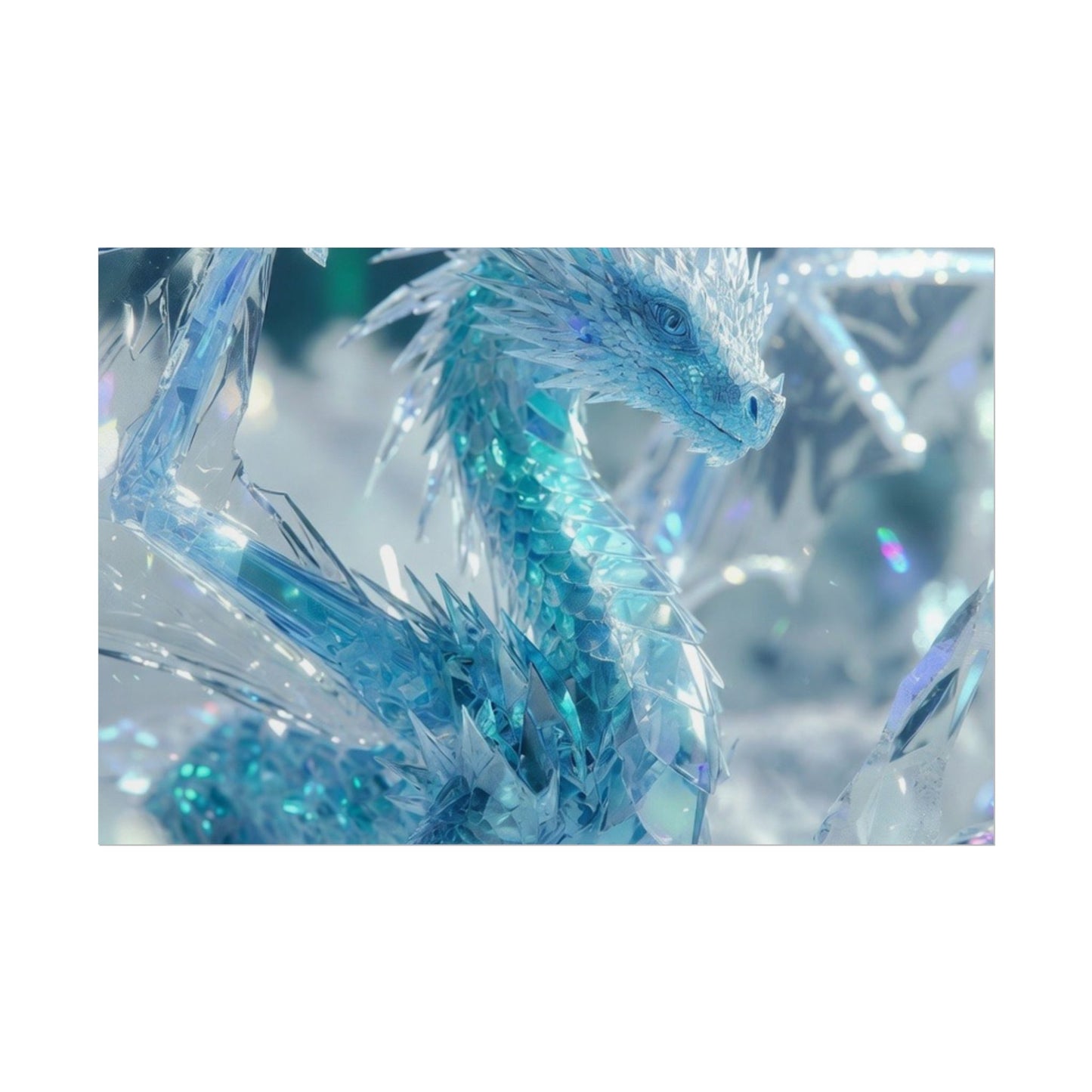 Ice Crystal Dragon Poster — Fantasy Aurora Wall Art (Rolled Poster)