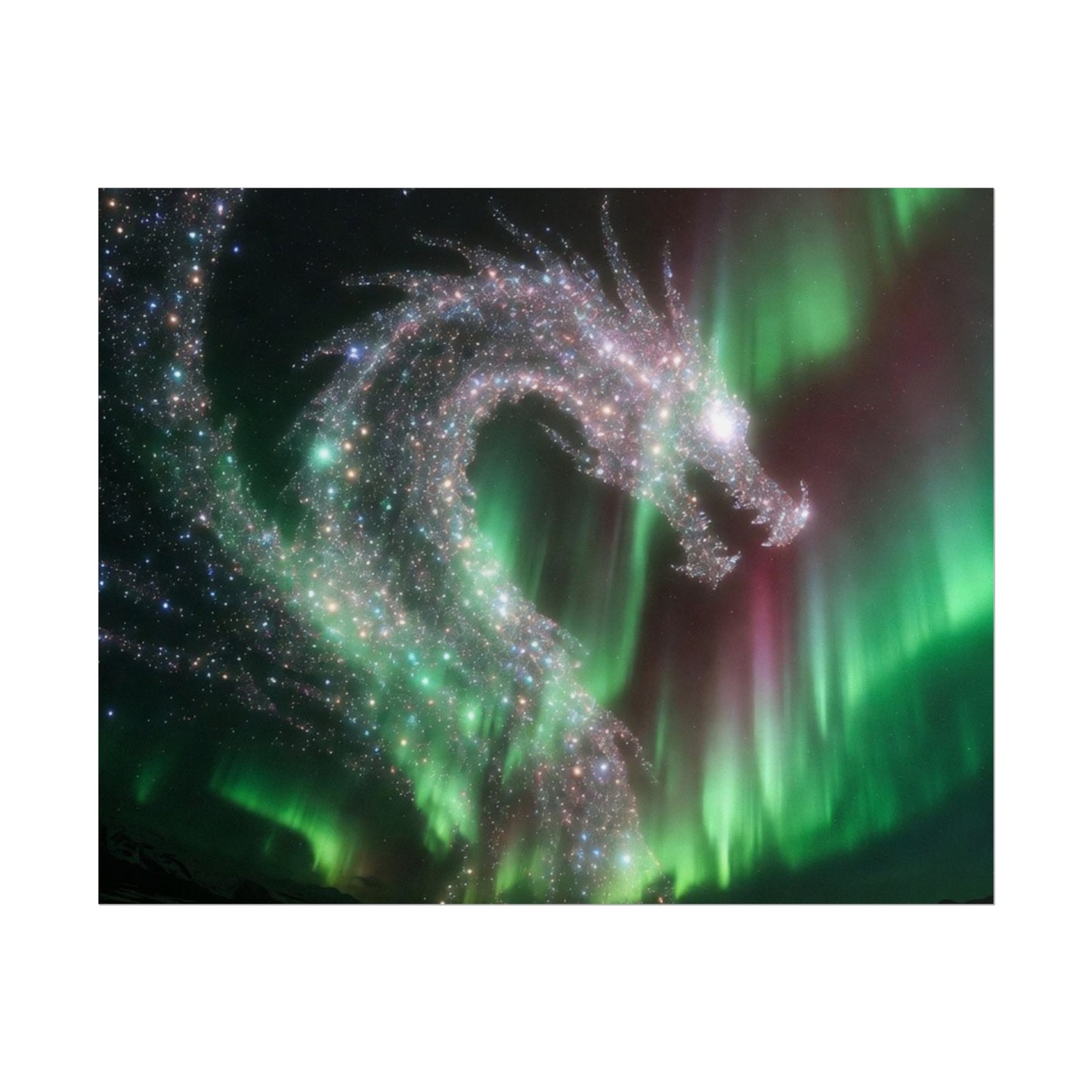 Aurora Dragon Poster — Northern Lights Fantasy Art Print