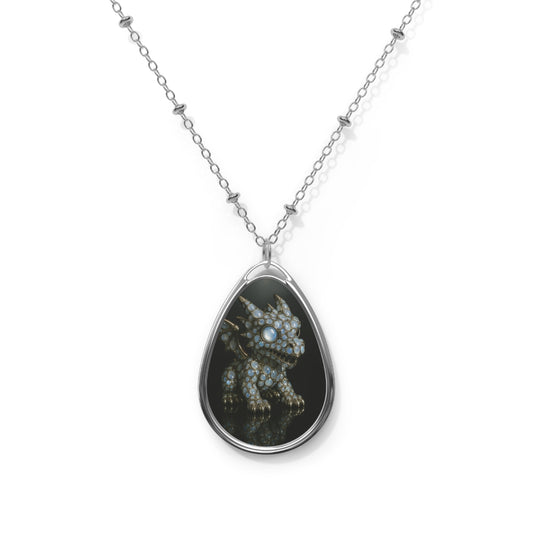 Fantasy-Inspired Oval Necklace, Magical Jewelry Gift, Dragon Pendant, Unique Statement Necklace, Ideal for Cosplay or Fantasy Lovers