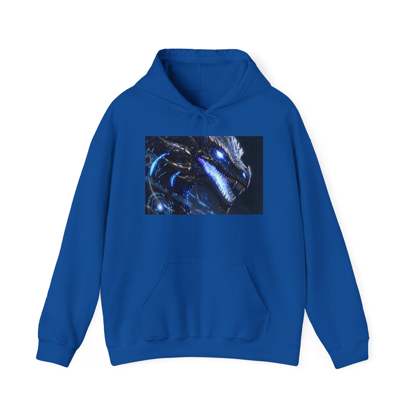 Blue Dragon Hoodie – Neon Fantasy Dragon Face Pullover