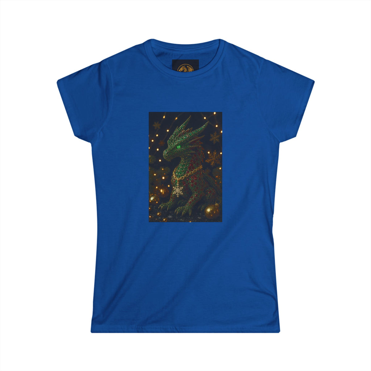A Magical Christmas Women’s Tee — Emerald Dragon & Stars Graphic Shirt
