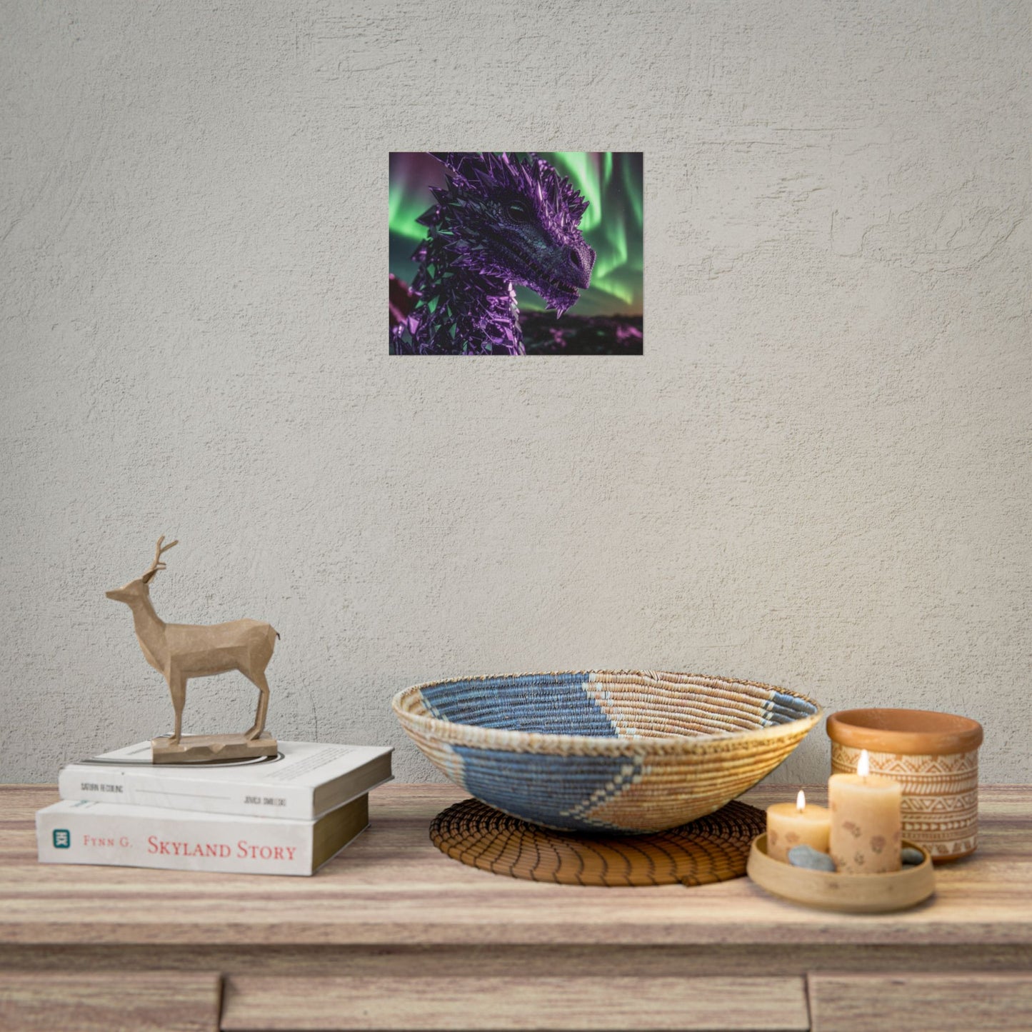 Aurora Dragon Rolled Poster — Purple Crystal Dragon Wall Art
