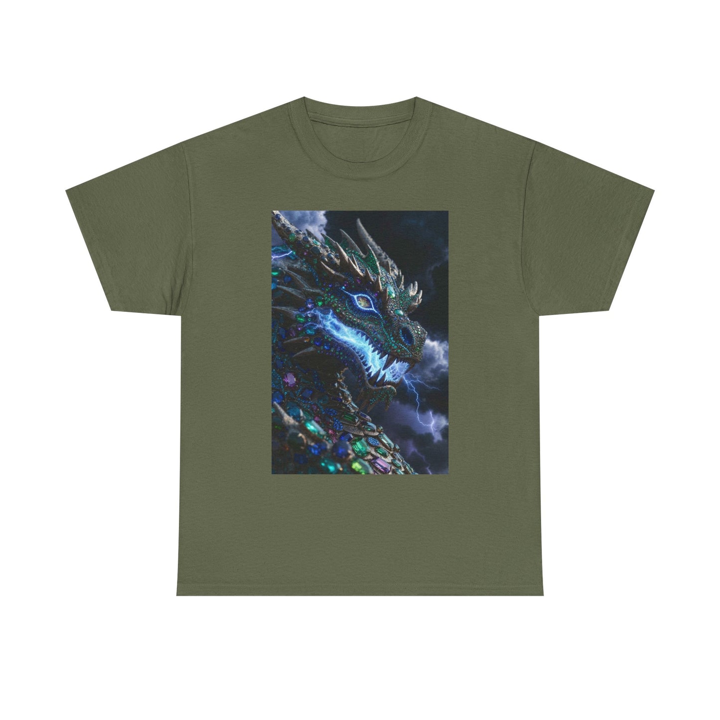 Dragon Portrait T‑Shirt — Neon Blue Fantasy Dragon Graphic Tee