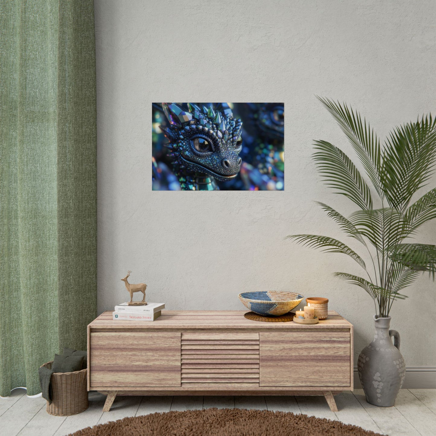 Crystal Dragon Rolled Poster — Fantasy Wall Art Print