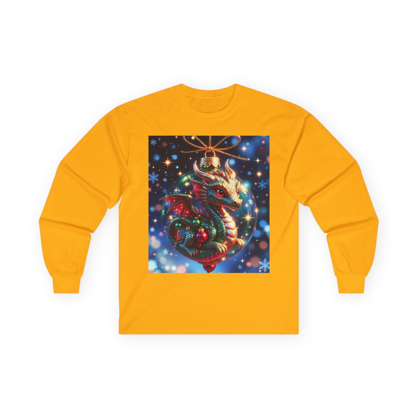 Christmas Dragon Heart Long Sleeve Tee — Festive Fantasy Christmas Dragon Design