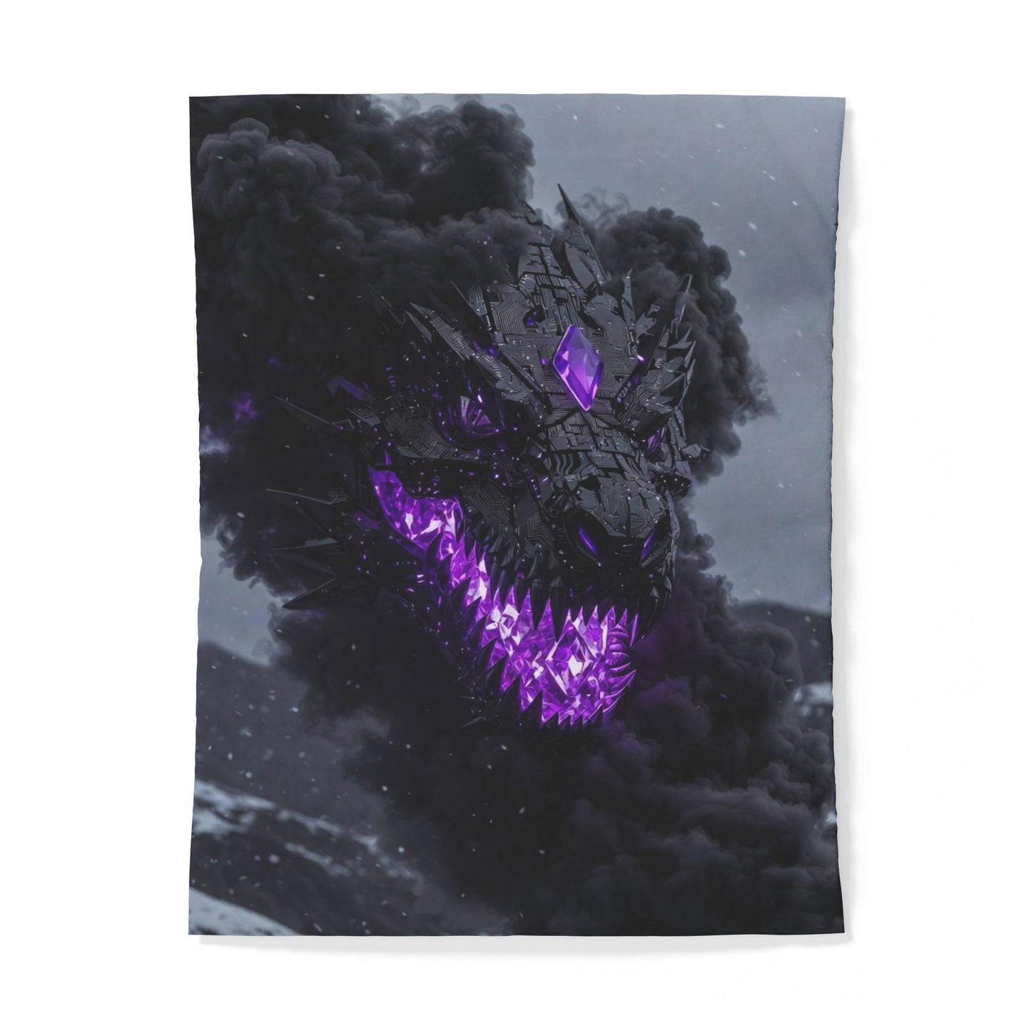 Dragon Smoke Duvet Cover — Dark Fantasy Purple Dragon Face Bedding